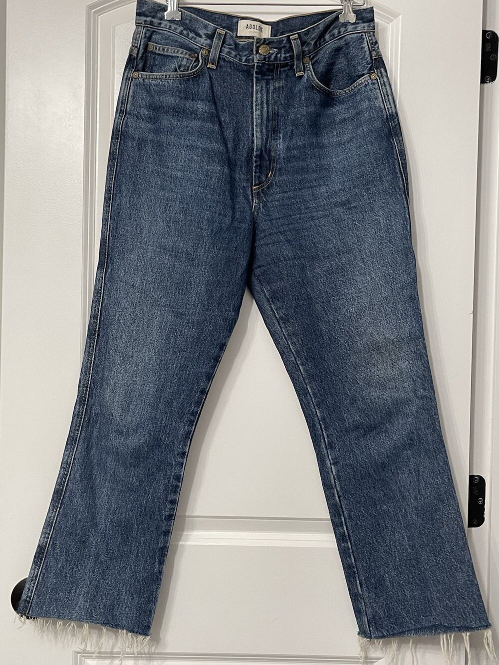 AGOLDE Pinch Waist High Rise Straight Leg Jeans 28 Raw Hem 100% Organic Cotton